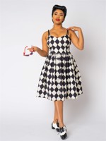 Swing Kjole: Jade Diner Diamind Swing kjole - kjole med harlequin tern